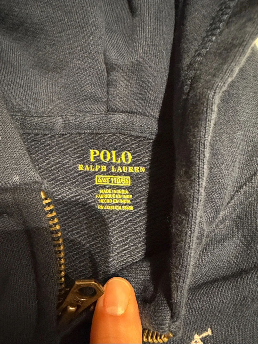 Ralph Lauren Navy Zip Hoodie with Pink Pony size 4/4T